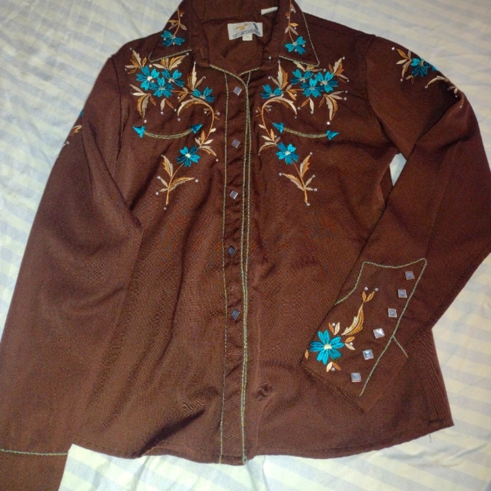 Lady's panhandle silk western shirt sz med